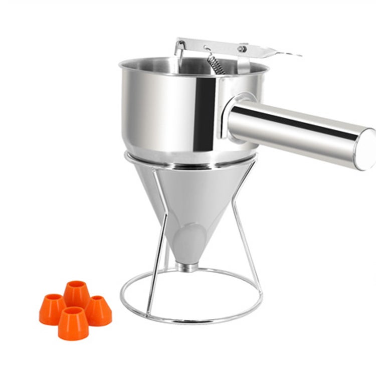 Stainless Steel Tapered Octopus Meatball Making Funnel Household Manual Chocolate Sauce Baking Tool Set with Seat(Large 19mm) - Image 1