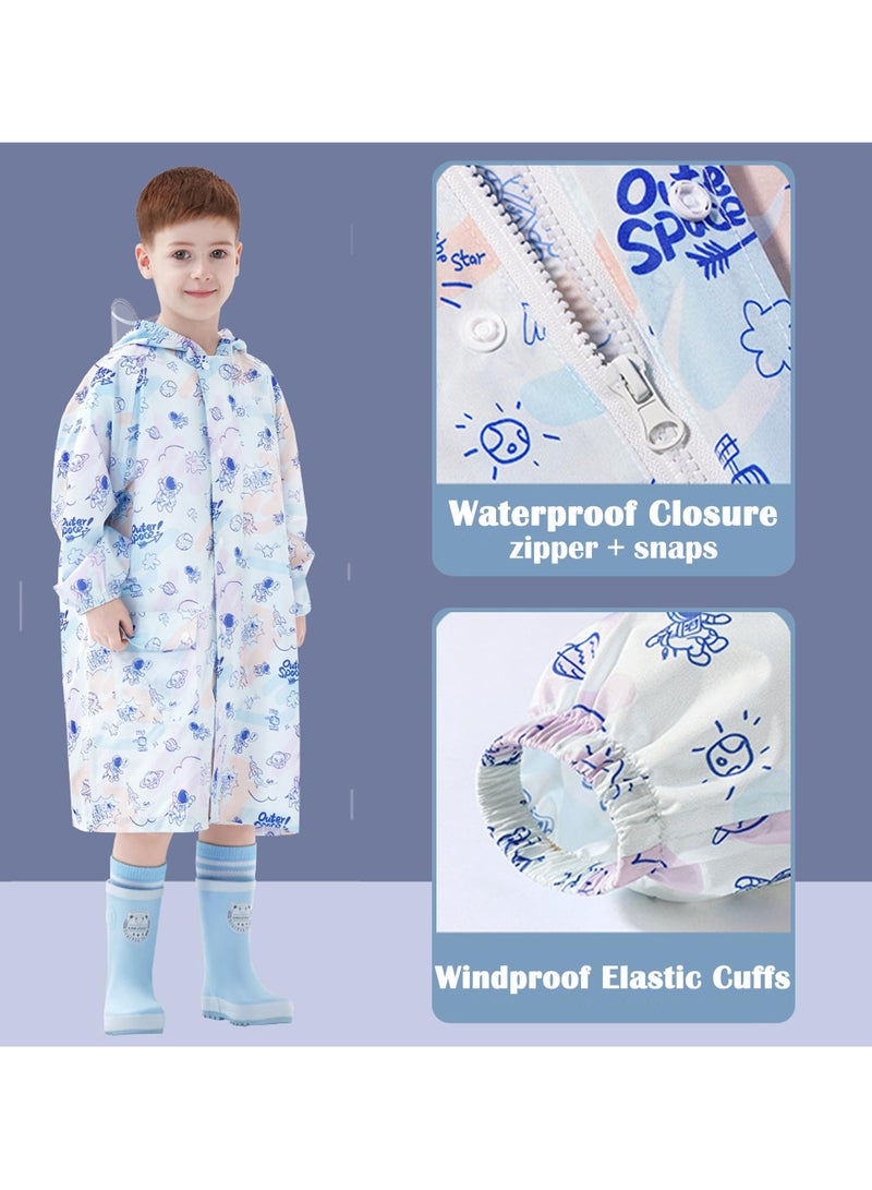 Excefore Kids Waterproof Rain Coat, EVA Portable Rain Poncho, for Girls Boys Toddler Rainwear Rain Jacket Cape, Reusable Children Raincoat, for Outdoor Climbing Cycling Hiking Camping, L Size  - Image 3