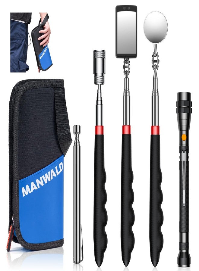 MANWALD Magnetic Pickup Tool Set With Bag 5PCS, Telescoping Magnetic Pickup Tool Set with 1 & 15 lb Pick Up Sticks, Blue & Black - Image 1