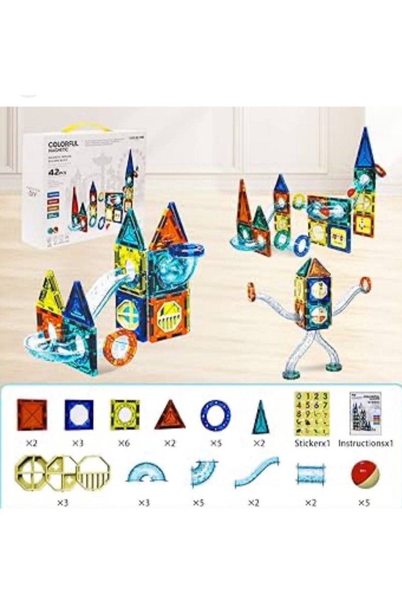 Jade Hare Magnetic Toys for Toddlers Kids Magnetic Building Blocks Preschool Magnet Set Magnetic Stem Toys (42 Pieces) - Image 1