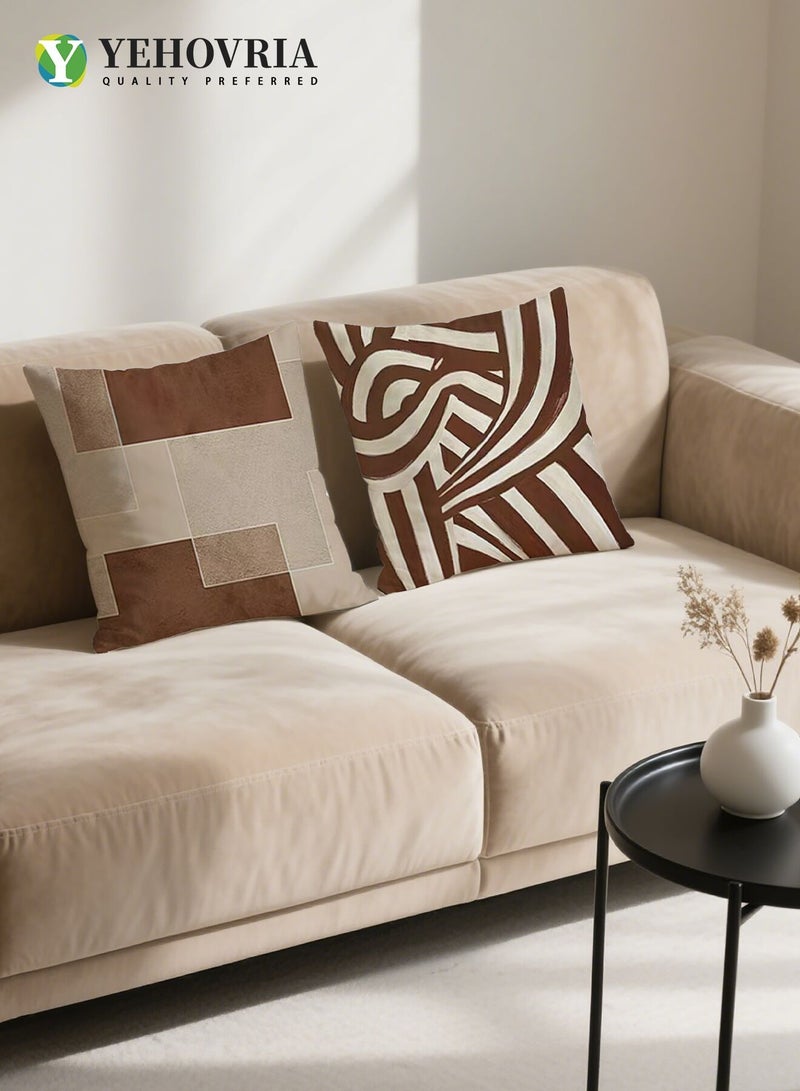 YEHOVRIA Cushion Covers Set of 4, Throw Pillow Cover, Abstract Modern Decorative Couch Pillow Case 45cm x 45cm, For Living Room Sofa Car Couch Bed Pillowcases 18x18 inches（Double sided pattern - Image 5