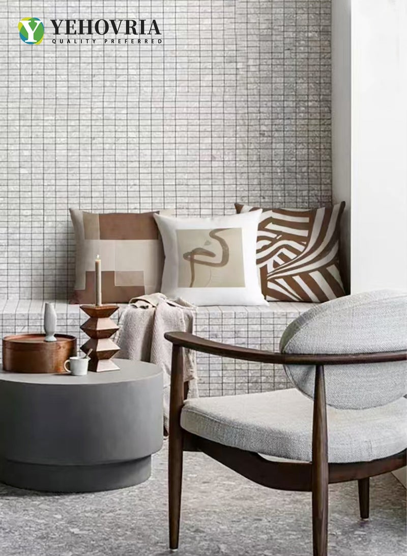 YEHOVRIA Cushion Covers Set of 4, Throw Pillow Cover, Abstract Modern Decorative Couch Pillow Case 45cm x 45cm, For Living Room Sofa Car Couch Bed Pillowcases 18x18 inches（Double sided pattern - Image 3