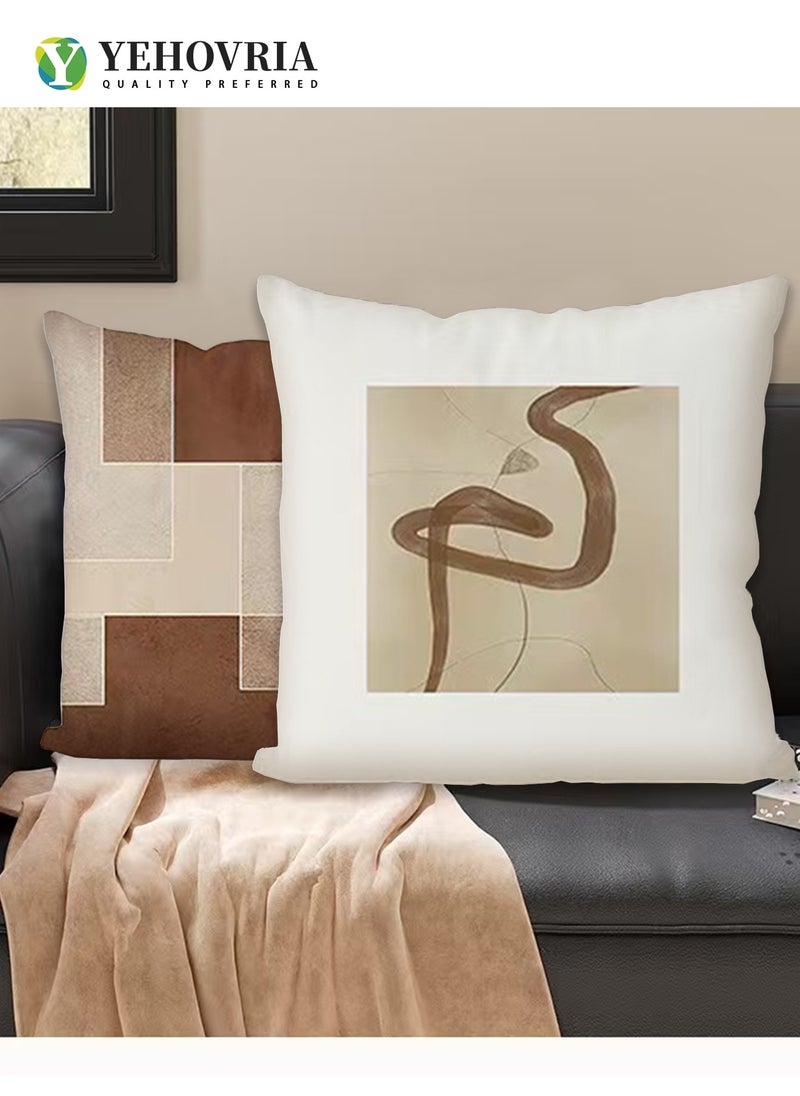 YEHOVRIA - Cushion Covers Set of 4, Throw Pillow Cover, Abstract Modern Decorative Couch Pillow Case 45cm x 45cm, For Living Room Sofa Car Couch Bed Pillowcases 18x18 inches（Double sided pattern - Image 1