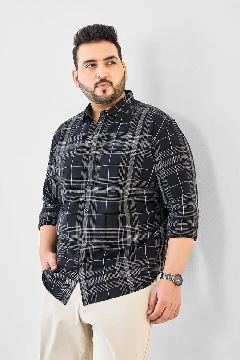 SNITCH Linen Blend Plaid Plus Size Shirt