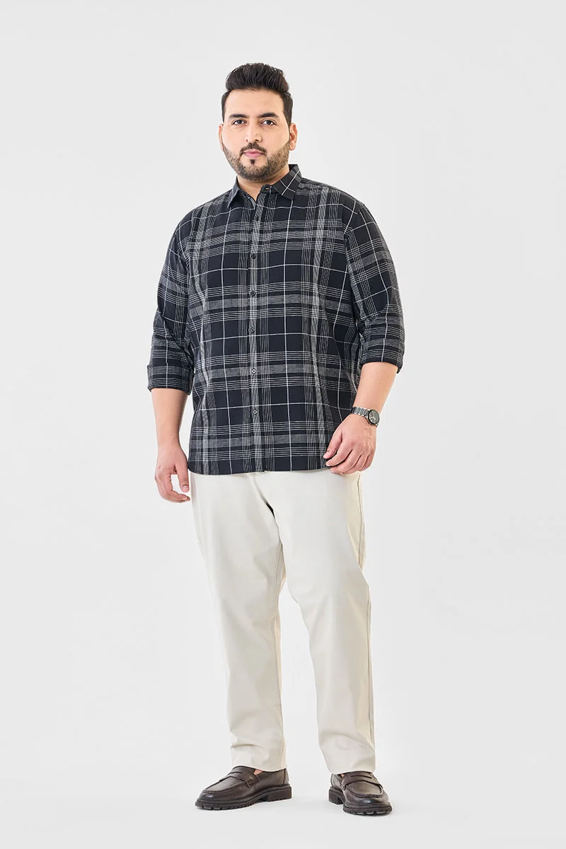 SNITCH Linen Blend Plaid Plus Size Shirt