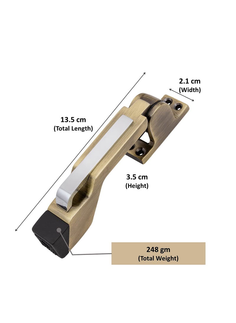 ATOM Atom Door Stopper Kickdown Door Stop with One Touch Adjustable Height Rubber Tip 15 Inches Door Stops Brass Antique Finish DS002 Pack of 2  - Image 3