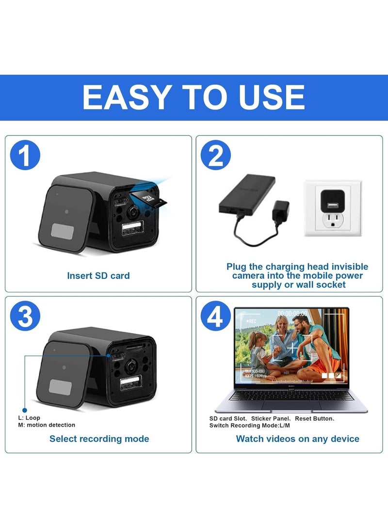 REBENUO Invisible Camera Charging Adapter  1080P Full HD Motion Sensor Loop Recording  No WiFi Needed For Home or Office - Image 4