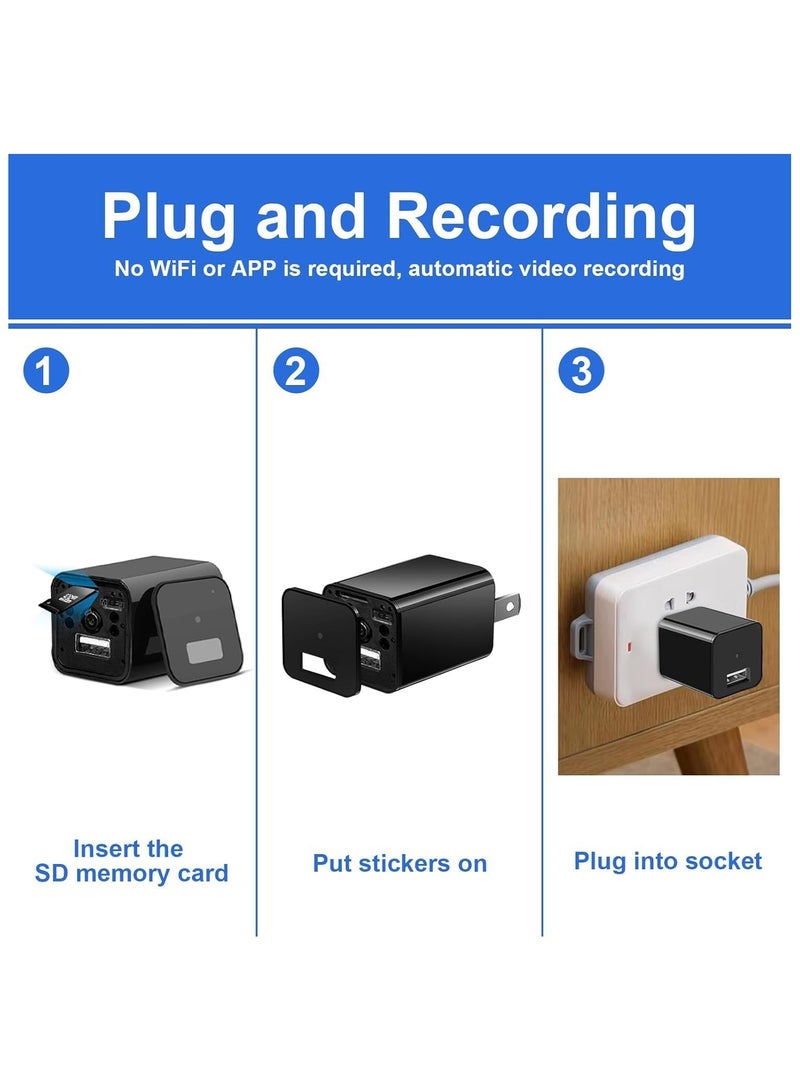 REBENUO Invisible Camera Charging Adapter  1080P Full HD Motion Sensor Loop Recording  No WiFi Needed For Home or Office - Image 2
