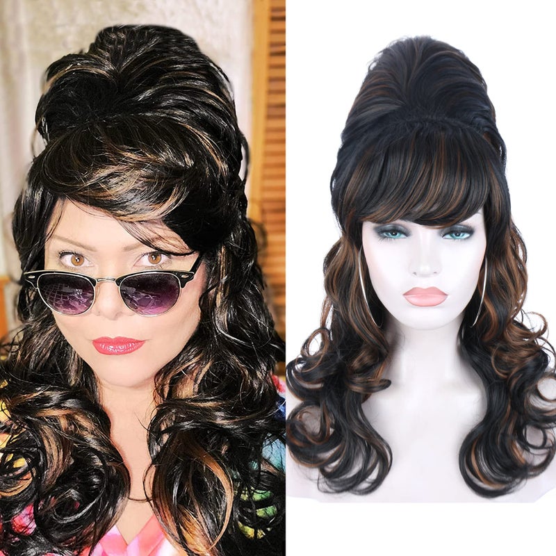 Kalyss Blonde Beehive Wig Women's Curly Wavy Long Heat Resistant Synthetic Hair Cosplay Costume Wigs (Blonde) - Image 1