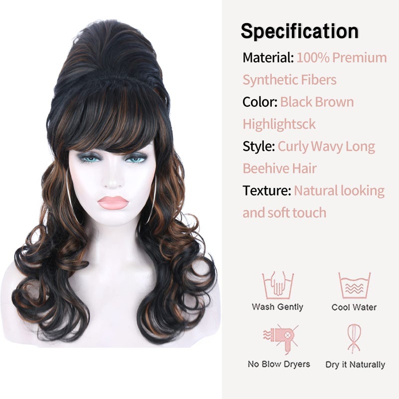 Kalyss Blonde Beehive Wig Women's Curly Wavy Long Heat Resistant Synthetic Hair Cosplay Costume Wigs (Blonde) - Image 5