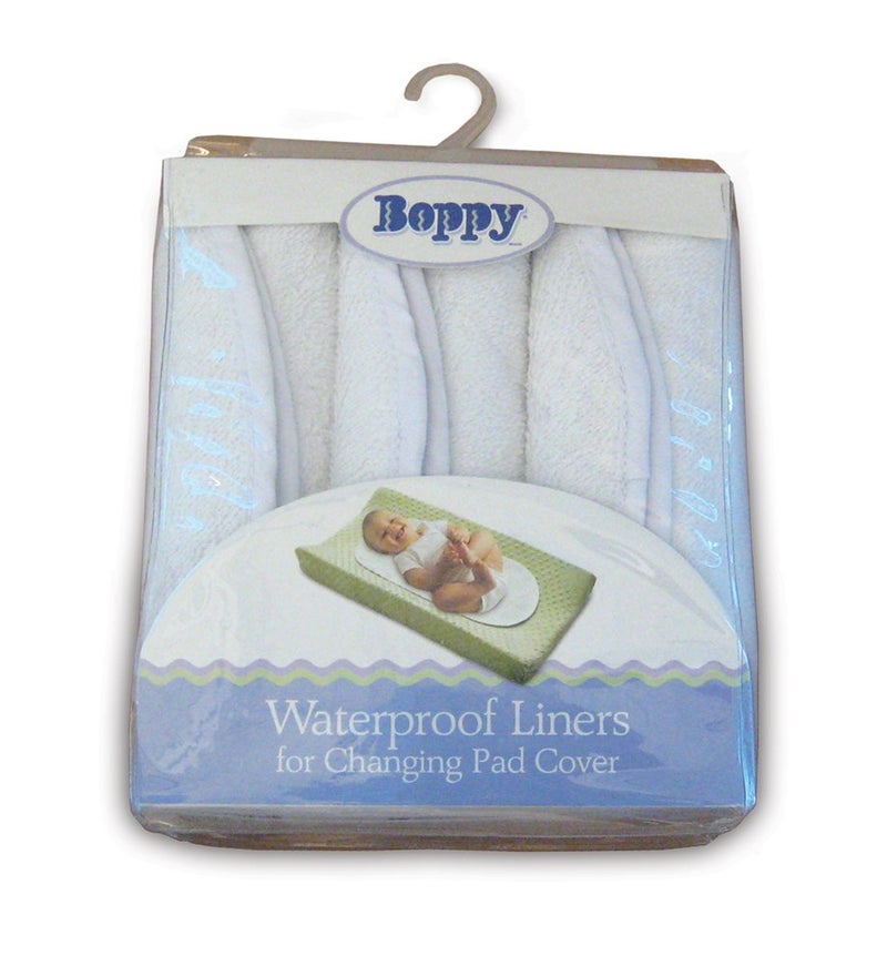boppy بطانات تغيير الحفاضات، عبوة من 3، بيضاء، قماش تيري ناعم مع خلفية مقاومة للماء تجعل تغييرات الحفاضات المتحركة أسهل وأكثر راحة، لتنظيف أسرع لبطانات التغيير، قابلة للغسل في الغسالة والتجفيف - Image 4