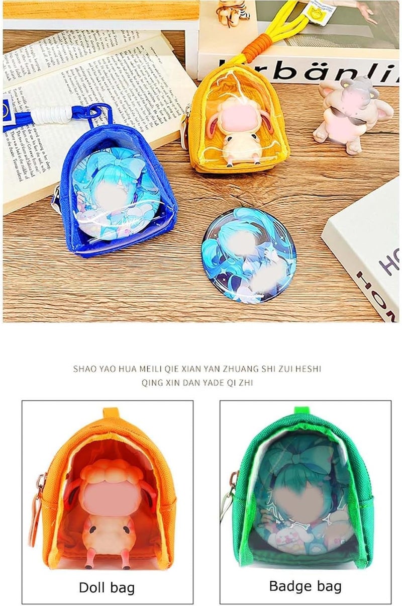 KeAiDMon Doll display canvas bag with keychain, portable figure transparent storage bag suitable for storing lipstick, Badge Wallet - Image 5