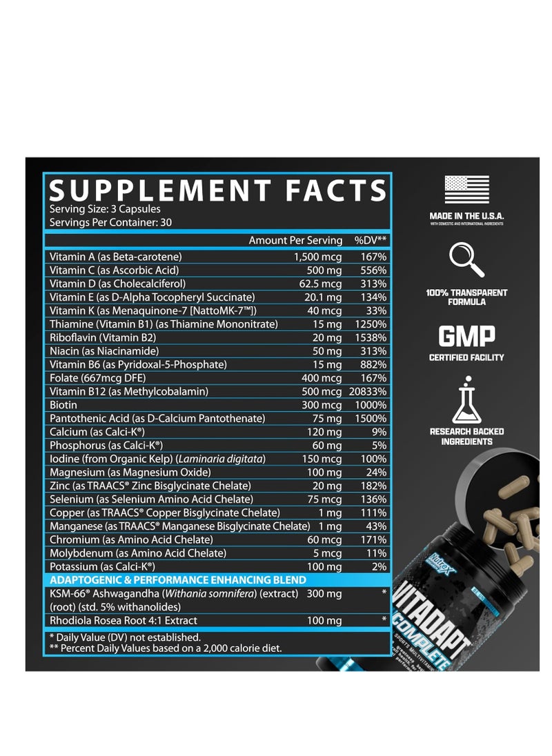 Nutrex Research Vitadapt Complete Sports Multivitamin for Men and Women 90 Tablets  - Image 2