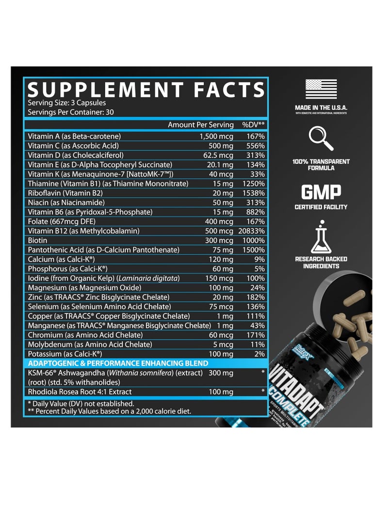 Nutrex Research Vitadapt Complete Sports Multivitamin for Men and Women 90 Tablets  - Image 4