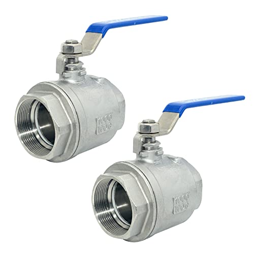 DAN SPEED 2" NPT Female 316 Stainless Steel Full Port Ball Valve Vinyl Handle WOG1000 (2 inch 2pcs) - Image 1