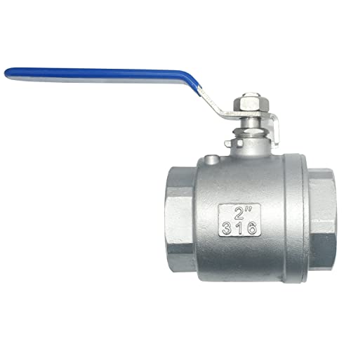 DAN SPEED 2" NPT Female 316 Stainless Steel Full Port Ball Valve Vinyl Handle WOG1000 (2 inch 2pcs) - Image 2