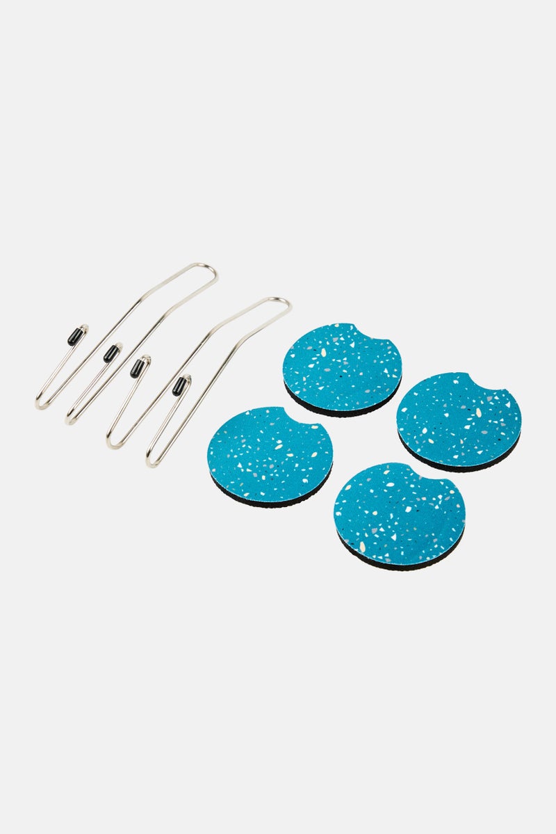 Miamica 6 Pcs Car Seat Hooks And Coaster Set, Silver - Image 2