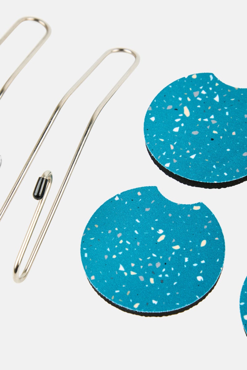 Miamica 6 Pcs Car Seat Hooks And Coaster Set, Silver - Image 3