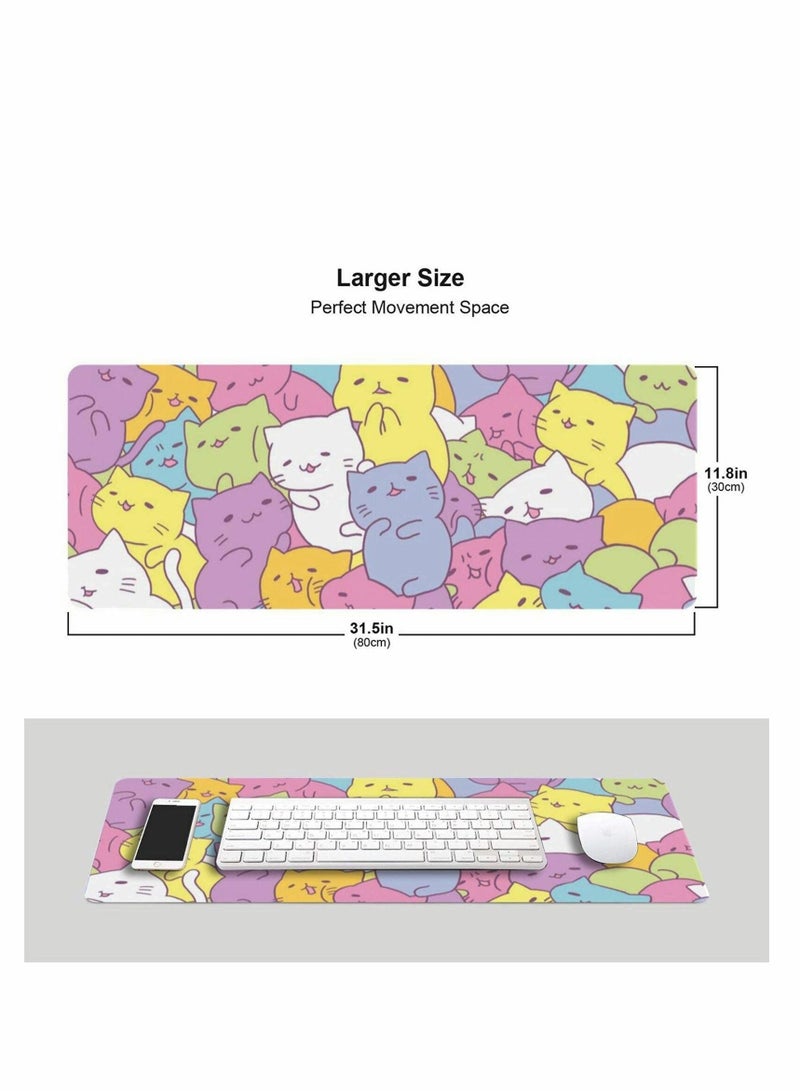 Y&D Cat Gaming Mouse Pad XL, Extended Large Mat Desk Pad, Stitched Edges Mousepad, Long Non-Slip Rubber Base Mice 31.5 X 11.8 Inch  - Image 2