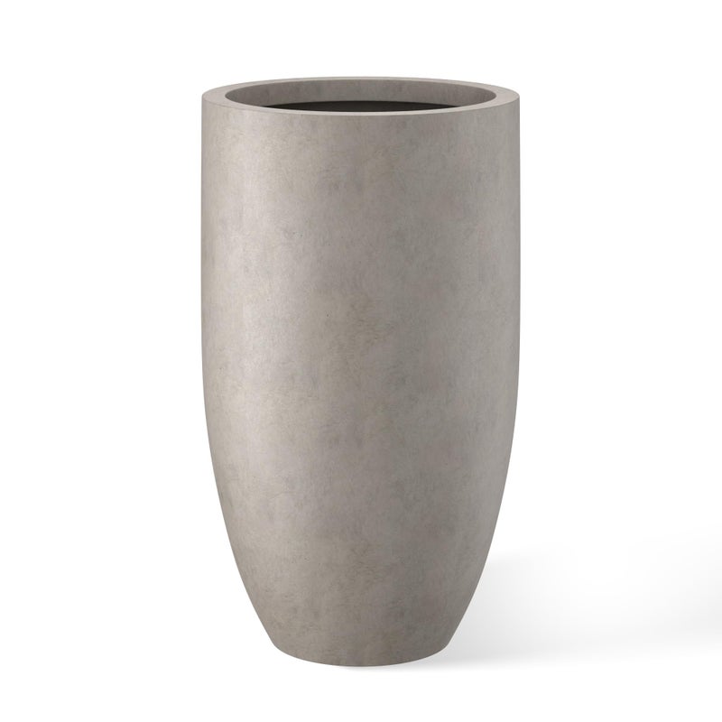 Kante 24 Inch Tall Round Concrete Planter, Large Indoor Outdoor Plant Pots with Drainage Hole and Rubber Plug, Modern Decorative Garden Pots for Home Patio Porch, Weathered Concrete - Image 1