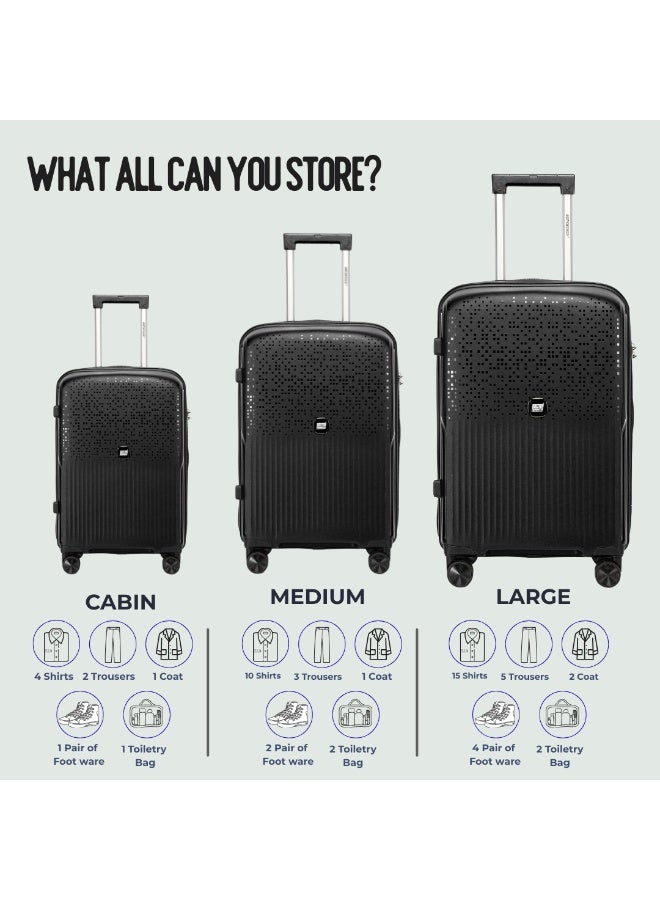 السياحية البريطانية طقم حقائب سفر صلبة من ثلاث قطع من البولي بروبلين بعجلات دوارة مقاسات 20/24/28 بوصة - أسود - Image 2