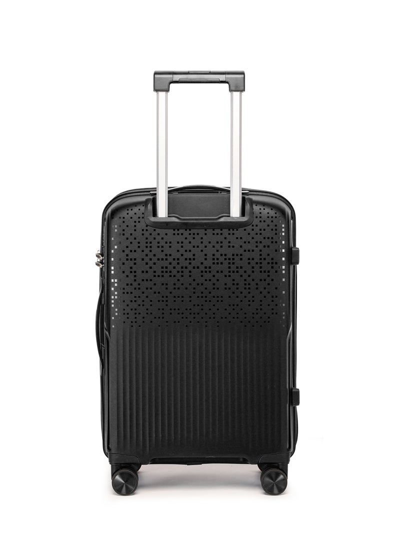 السياحية البريطانية طقم حقائب سفر صلبة من ثلاث قطع من البولي بروبلين بعجلات دوارة مقاسات 20/24/28 بوصة - أسود - Image 4