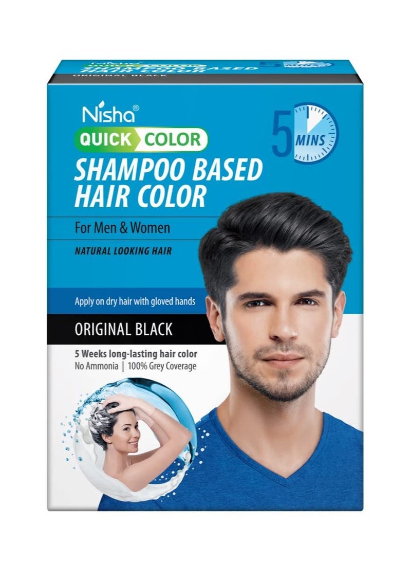 Nisha Fast Coloring Black Hair Dye Shampoo for Natural Looking Men and Women 20 ml Each Sachet 10 Sachets - Image 2