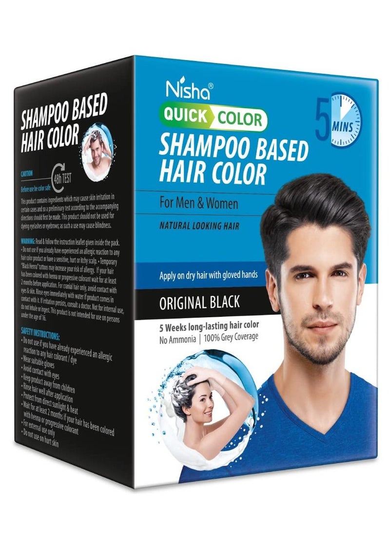Nisha Fast Coloring Black Hair Dye Shampoo for Natural Looking Men and Women 20 ml Each Sachet 10 Sachets - Image 1