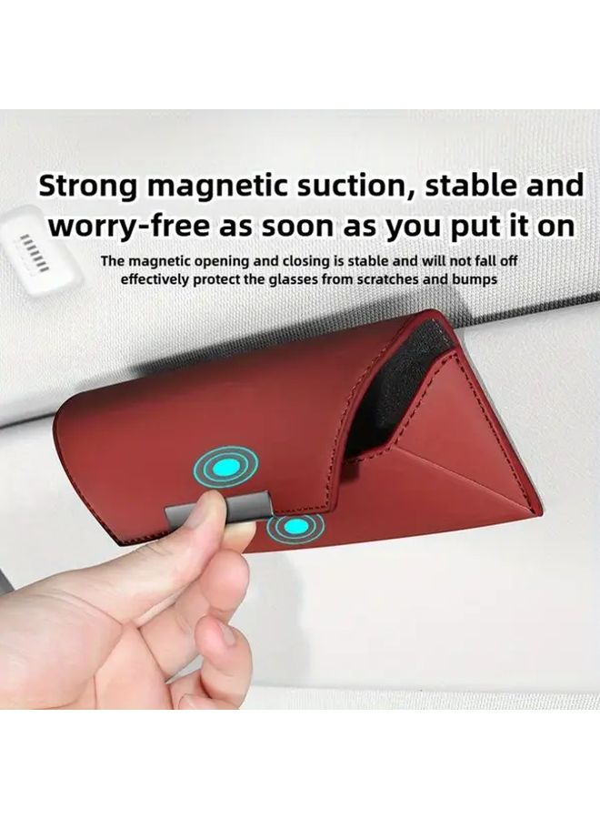 Premium Quality Gray Faux Leather Car Visor Glasses Holder Space Saving Auto Eyeglasses Storage Clip Non Slip Design Easy Installation Protects And Organizes Accessories - Image 1