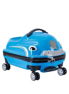 Generic Kids Travel Luggage, 20" Car Shape Children's Bag Trolley Case with 360° Wheels, Portable Toddler Ride-On Rolling Suitcase for Boys Girls, Keep Kids Trip Fun & Release Parents Hands (Blue)  - Image 1