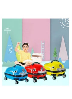 Generic Kids Travel Luggage, 20" Car Shape Children's Bag Trolley Case with 360° Wheels, Portable Toddler Ride-On Rolling Suitcase for Boys Girls, Keep Kids Trip Fun & Release Parents Hands (Blue)  - Image 4