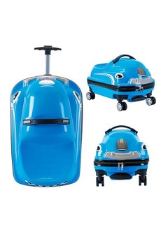 Generic Kids Travel Luggage, 20" Car Shape Children's Bag Trolley Case with 360° Wheels, Portable Toddler Ride-On Rolling Suitcase for Boys Girls, Keep Kids Trip Fun & Release Parents Hands (Blue)  - Image 2