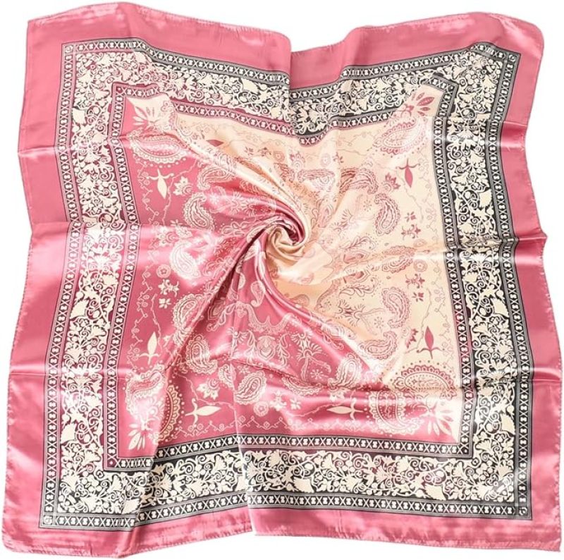 Blue And White Scarf 35x35 Inch Satin Square Silk-Like Feel Fashion Hair Scarf - Elegant Oriental Design Vintage Scarf for Home Decor Accessory - Image 1