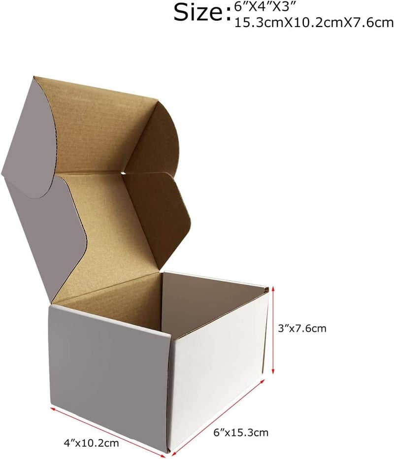 RLAVBL 25 Pack 153x102x76 mm (6x4x3 in) Shipping Boxes Small White Corrugated Cardboard Box for Packing Mailing - Image 2