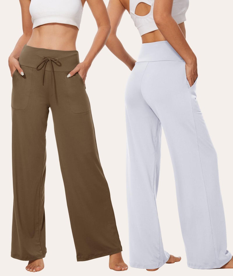 TNNZEET 3 Pack Women's Wide Leg Pants with Pockets - Casual Loose Yoga Trouser Pants Sweatpants Palazzo Lounge Pajama Pants - Image 2