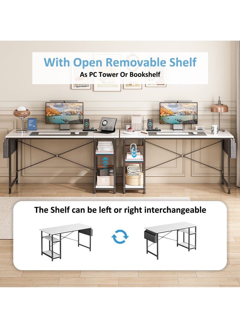 SHEIDLIN مكتب كمبيوتر قابل للتعديل مع أرفف قابلة للعكس وجيوب تخزين، مكتب كمبيوتر مريح للمكتب المنزلي والألعاب والدراسة، تصميم موفر للمساحة، أبيض - Image 4