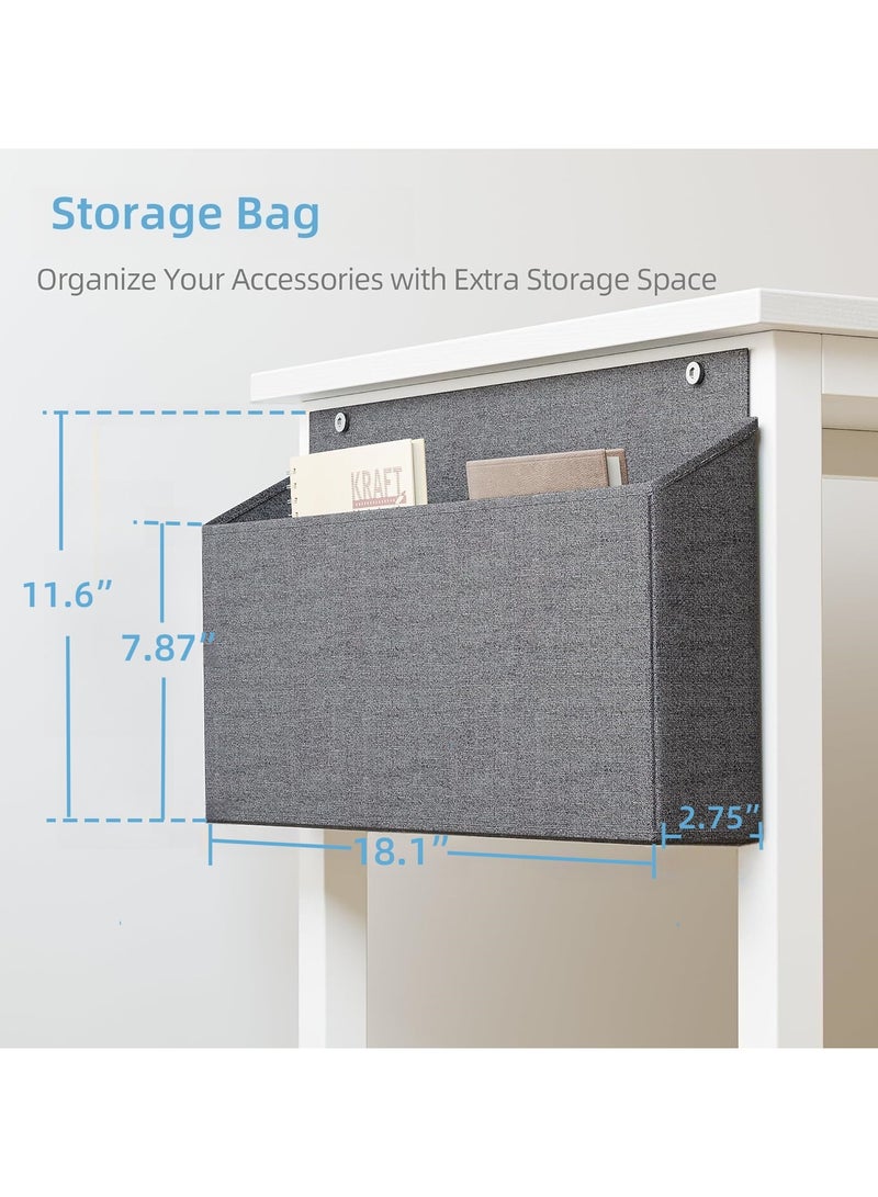 SHEIDLIN مكتب كمبيوتر قابل للتعديل مع أرفف قابلة للعكس وجيوب تخزين، مكتب كمبيوتر مريح للمكتب المنزلي والألعاب والدراسة، تصميم موفر للمساحة، أبيض - Image 5