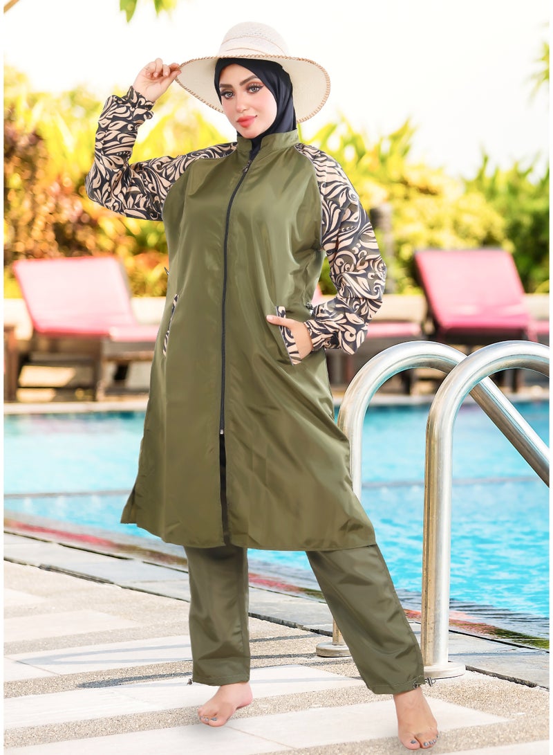 DAMAS COLLECTION 4 piece waterproof swimming suit for women with hijab-islamic swimsuit for women cover up-swimwear for muslim women-modest swimming suit for women-islamic burkini hijab . - Image 1