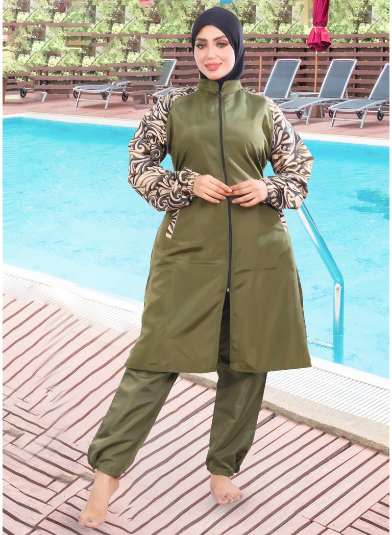DAMAS COLLECTION 4 piece waterproof swimming suit for women with hijab-islamic swimsuit for women cover up-swimwear for muslim women-modest swimming suit for women-islamic burkini hijab . - Image 3