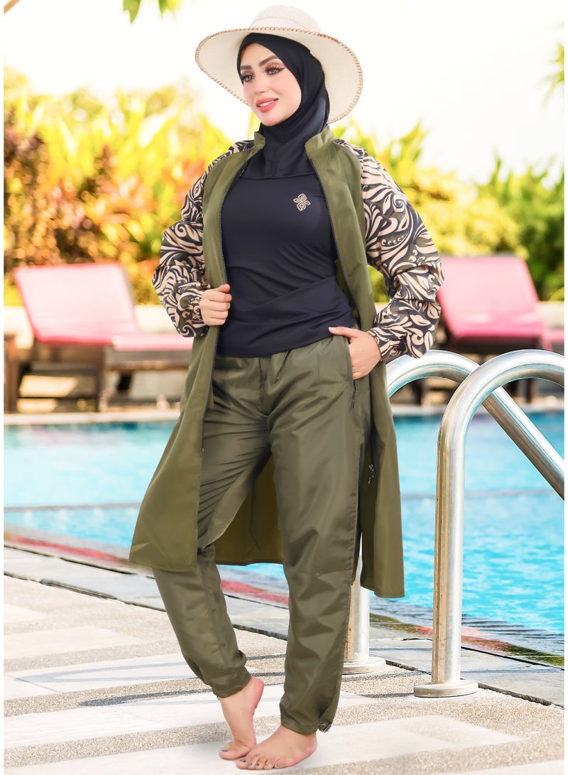 DAMAS COLLECTION 4 piece waterproof swimming suit for women with hijab-islamic swimsuit for women cover up-swimwear for muslim women-modest swimming suit for women-islamic burkini hijab . - Image 2