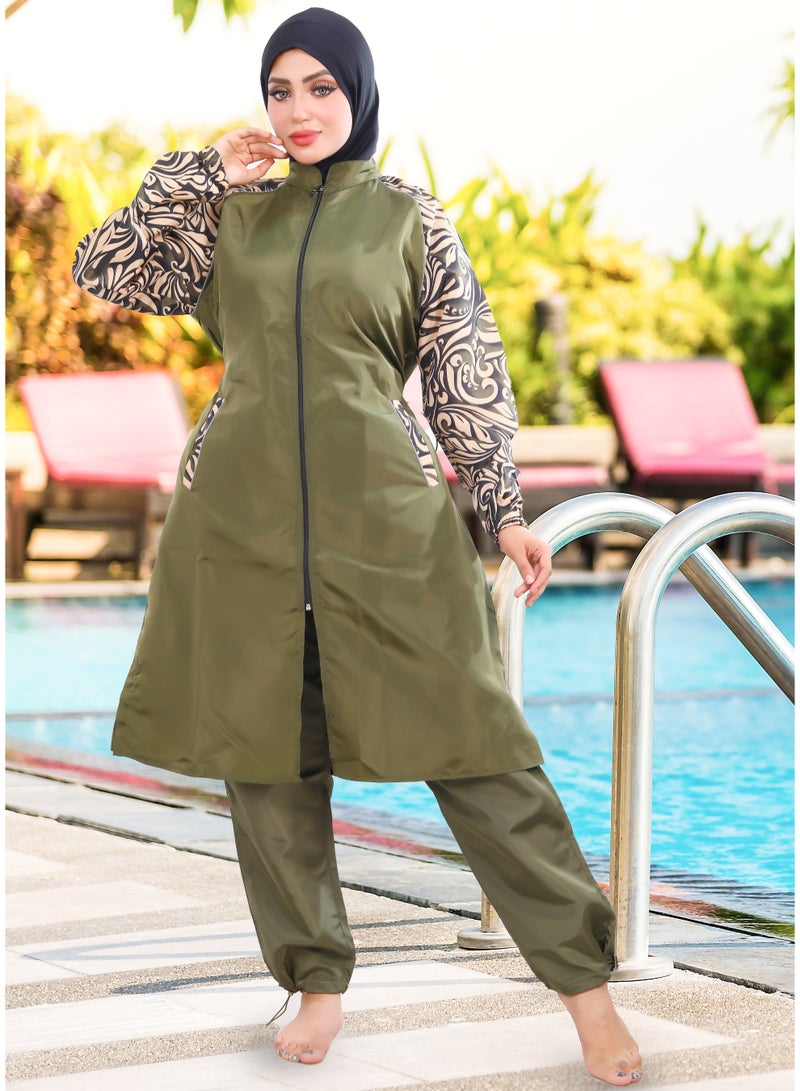 DAMAS COLLECTION 4 piece waterproof swimming suit for women with hijab-islamic swimsuit for women cover up-swimwear for muslim women-modest swimming suit for women-islamic burkini hijab . - Image 4