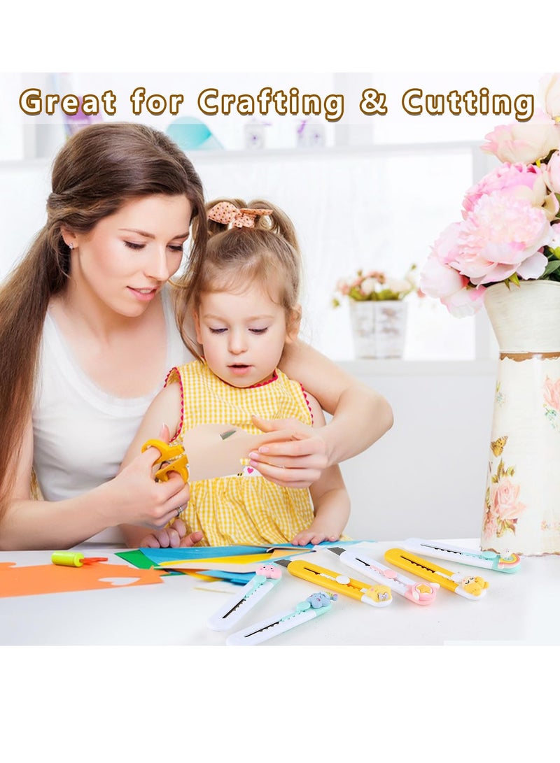 SYOSI Box Cutter Retractable 6 Pack Sharp Utility Knife Retractable Cute Box Cutters for Office Home Arts Crafts Cartons Cardboard Multi-Colors Sharp Cartons Cardboard Cutter Razor Knife for Craft - Image 2