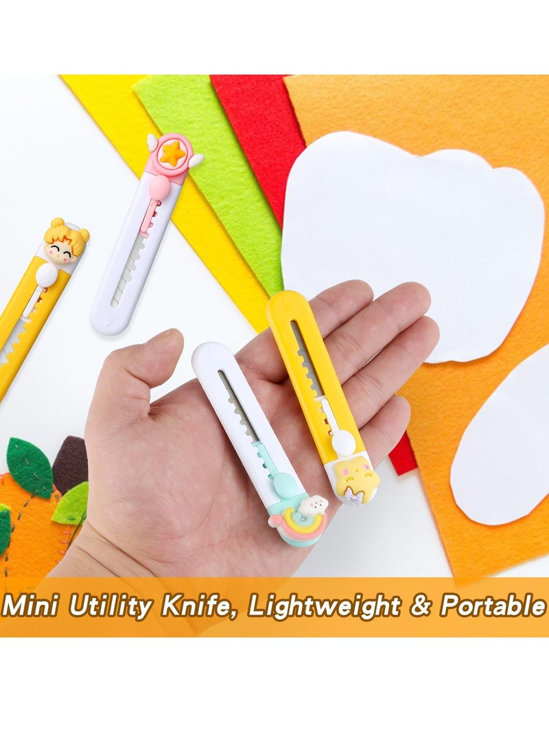 SYOSI Box Cutter Retractable 6 Pack Sharp Utility Knife Retractable Cute Box Cutters for Office Home Arts Crafts Cartons Cardboard Multi-Colors Sharp Cartons Cardboard Cutter Razor Knife for Craft - Image 3