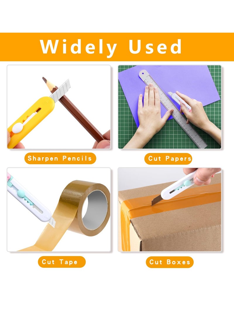 SYOSI Box Cutter Retractable 6 Pack Sharp Utility Knife Retractable Cute Box Cutters for Office Home Arts Crafts Cartons Cardboard Multi-Colors Sharp Cartons Cardboard Cutter Razor Knife for Craft - Image 4