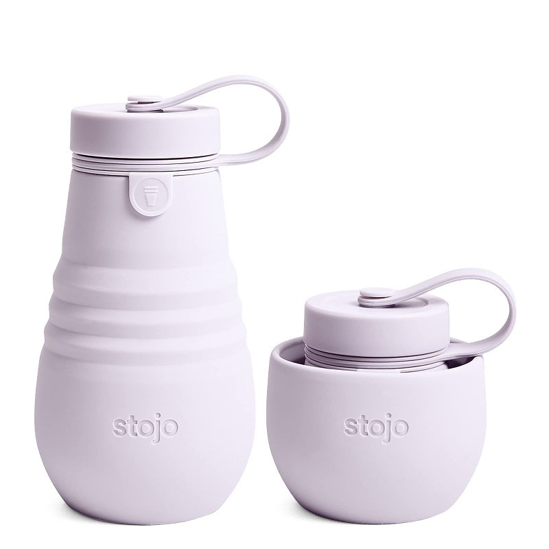 Stojo Stojo Jr Collapsible Bottle for Kids - Carnation Pink  14oz / 400ml - Leak-Proof Reusable Silicone Travel Cup for Hot & Cold Drinks - For Home  On-The-Go Camping & Hiking - Microwave & Dishwasher Safe  - Image 1