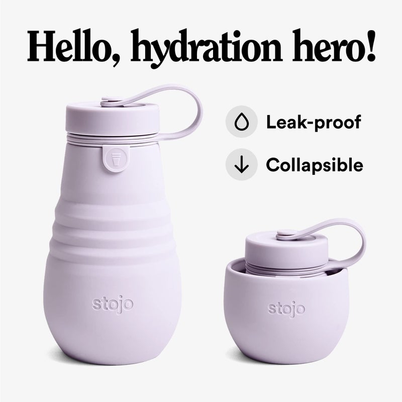 Stojo Stojo Jr Collapsible Bottle for Kids - Carnation Pink  14oz / 400ml - Leak-Proof Reusable Silicone Travel Cup for Hot & Cold Drinks - For Home  On-The-Go Camping & Hiking - Microwave & Dishwasher Safe  - Image 2