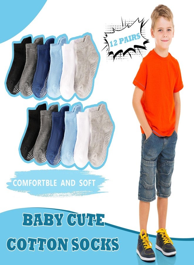 Tphon Non Slip Toddler Socks 12 Pairs Infant Baby Kids Grip Socks for Boy Girls Tphon Anti Skid Ankle Socks for 1-7 Year Children, #4 Boys 12 Pairs, 5-7 Years - Image 5