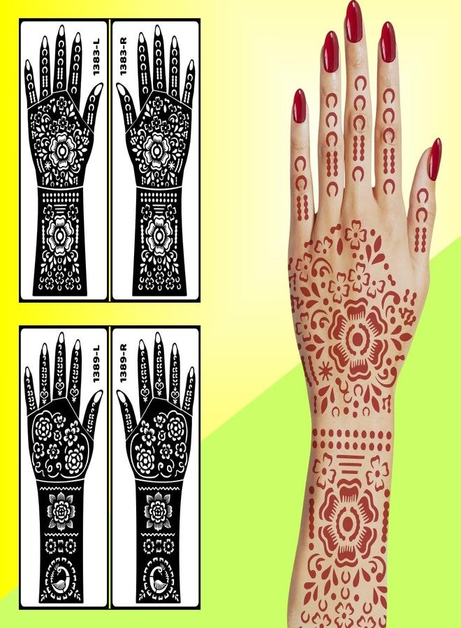 ORDERSHOCK Beautiful Floral Back Hand Mehndi Stencil Temporary Sticker For Wedding, Haldi, Karwa Chauth - Image 3