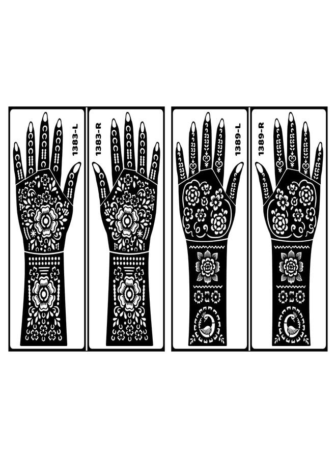ORDERSHOCK Beautiful Floral Back Hand Mehndi Stencil Temporary Sticker For Wedding, Haldi, Karwa Chauth - Image 1