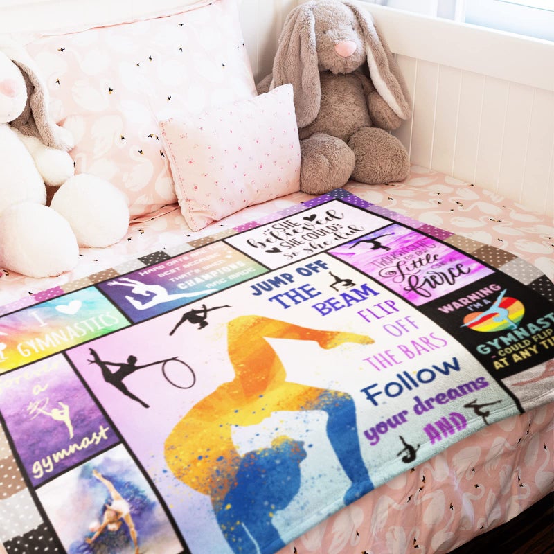 Mubpean Gymnastics Gifts Blanket 50""x40"" - Gymnastic Gifts for Girls - Gymnastics Room Decor - Gymnastics Party Decorations - Girls Gymnastics Gifts - Birthday Party Gift Ideas for Teens Kids Daughter - Image 4